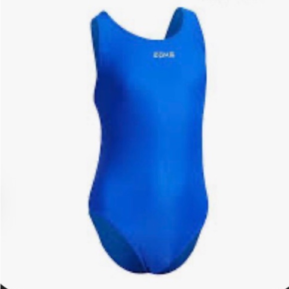 Kids Solid Blue One-Piece Swimsuit - Brand: Zuke